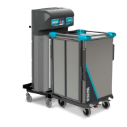 Chariot de distribution de repas sur plateaux  - système Borne/Navette pour remise en température - HEATFLOW TRAYSERV