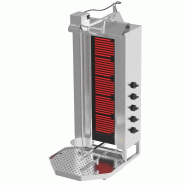 Grill Döner kebab électrique 5 brûleurs max 80 kg mobile - moteur en haut