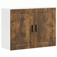 Helloshop26 - Armoire murale de cuisine design moderne rangement pratique 80 x 31 x 60 cm en bois d'ingénierie chêne fumé 02_0050377 - Bois massif