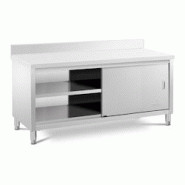 Helloshop26 - Meuble bas en acier inoxydable plan de travail cuisine armoire avec portes coulissantes avec dosseret 180 x 70 cm 14_0005092 - 300022896 Helloshop26 - Meuble bas en acier inoxydable plan de travail cuisine armoire avec portes coulissantes avec dosseret 180 x 70 cm 14_0005092 - 300022896