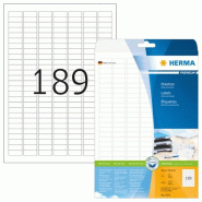 HERMA 4725 étiquettes blanches Premium, format 25,4 x 10 mm (25 feuilles A4 / cdt) - blanc 4333