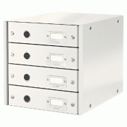 LEITZ Lot de 3 Bloc 4 tiroirs Click & Store Wow, format A4, coloris blanc perlé - blanc 60490001