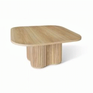 Now's Home - Table Basse Effet Bois Naturel Pied Organique D80x40cm Alba - 3256390252261 Now's Home - Table Basse Effet Bois Naturel Pied Organique D80x40cm Alba - 3256390252261