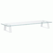 Support de moniteur table meuble bureau 60 x 20 x 8 cm verre trempé et métal blanc 02_0044896 - blanc verre 3000220403251
