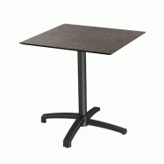 X Cross table de bistrot avec piètement noir + plateau HPL Midnight Marble 70x70 cm