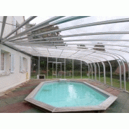 Abri piscine adossé fixe motorisé - structure en aluminium et panneaux en polycarbonate traité UV_1