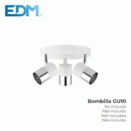 Applique Halogène 3 Eléments Chrome+Blanc Os Gu-10 Modèle Moon Edm - 8425998320138 Applique Halogène 3 Eléments Chrome+Blanc Os Gu-10 Modèle Moon Edm - 8425998320138