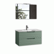 AQA Design Composition de salle de bain en MDF 4 pièces SOLMIRA vert sauge L.101 P.46,5 H.190 MPSO10-SAL - vert Bois manufacturé MPSO10-SAL