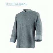 Veste de cuisine grise unisexe réversible - Polyester et coton avec col officier contrasté, 1 poche - Cardiff Robur_0