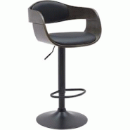 CLP Tabouret de bar Kingston Noir / Gris/Similicuir - gris polyester 321626 CLP Tabouret de bar Kingston Noir / Gris/Similicuir - gris polyester 321626