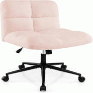 COSTWAY Chaise avec assise sur mesure et roulettes, chaise pivotante sans accoudoirs, chaise de bureau avec assise large, chaise de bureau - gris mét