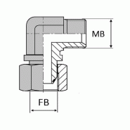 Coude 90° mâle BSP x femelle tournant BSP - 1/2' , 18.63 , 3/8' , 16.66