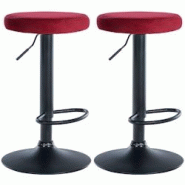Décoshop26 - Lot de 2 tabourets de bar avec assise en tissu velours rouge et cadre métal noir TDB10709 - noir 3002477332698