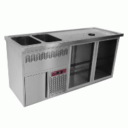 Diamond - Comptoir bar 2 compartiments, égoutoir+grille, 2 cuves à gauche. - réf. KBR/22G - gris inox AKS-KBR/22G