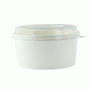 Ecolomique - 50Pcs - Combo saladier rond Blanc Buckaty avec couvercle PET Ø150mm H60mm 750ml - blanc en carton ECO210PCCO750B1