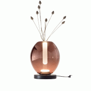 Fabas Luce Lampe De Table Led Tully 7W, Structure Métal Et Verre Borosilicate Améthyste, Variateur Tactile, Température 2700K/3000K/4000K, Luminair