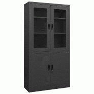 Helloshop26 - Armoire de bureau design typique avec 3 étagères réglables 90 x 40 x 180 cm en acier anthracite 02_0046809 - verre 3000234439086