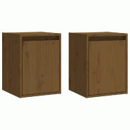 Helloshop26 - Lot de 2 armoires murales pratiques en bois de pin massif 30 x 30 x 40 cm décoration contemporaine en pin marron miel 02_0048085 - marr