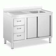 Helloshop26 - Plonge inox sur meuble - 1 bac acier inoxydable - 400 x 400 x 300 mm 14_0005021 - 3000227901538