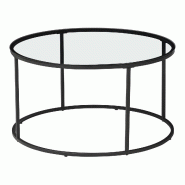 Helloshop26 - Table basse console d'appoint verre trempé clair 45 x 80 cm noir 03_0010805 - 3000225420987