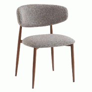 Lot de 2 Chaises Hortense gris/brun, 76x54x56,  France mobilier chr - acier 3760326527786