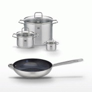 Lot Poêle 32cm Profi Therm Platinum & 3 Faitouts Elo - gris inox 3176239952216