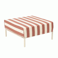 Pouf rayé pour salon de jardin modulable en tissu terracotta - orange aluminium 114815