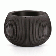 Prosperplast - Pot BETON BOWL en plastique avec réservoir, coloris ciment noir, 21,8x37x37 cm - gris plastique ZA1430