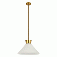 ROSSINI ILLUMINAZIONE Bea Rossini Group Lampe À Suspension 40Cm - Verre Plissé Blanc Satiné, Raccordement E27, Structure Or Ip20, Classe I - Éclai