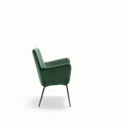 Stones Chaise de salle à manger Alma revêtue de tissu gris clair avec structure en métal peint en noir - Design de salle à manger moderne - vert m