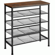 Tectake Étagère à chaussures BOURNEMOUTH 75,5x30,5x85,5cm - Bois foncé industriel, rustique - 404279 - marron Bois manufacturé 404279