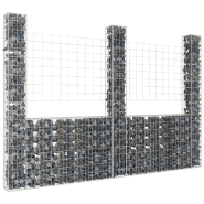 Vidaxl panier de gabion en forme de u avec 3 poteaux fer 260x20x200 cm 151290