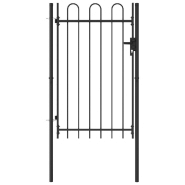 Vidaxl portillon simple porte avec dessus arqué acier 1x1,5 m noir 146031