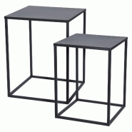 WellHome - Ensemble de 2 tables gigognes en métal noir 35x35x45 cm - métal WH14329