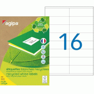 1600 étiquettes papier recyclé, format 105 x 35 mm (100 feuilles A4 / cdt) - 3270241011890