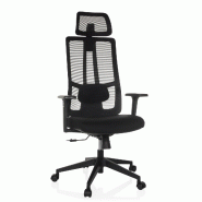 Chaise de bureau / Chaise pivotante TRAMORE siège en tissu / dossier en maille filet noire hjh OFFICE - noir polyester 882004