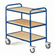 Chariot magasin à 3 plateaux bois amovibles Chariot magasin à 3 plateaux bois amovibles