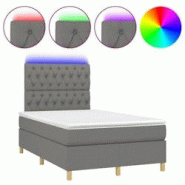 Décoshop26 - Lit LED avec sommier, tête de lit réglable et matelas 120x200 cm en tissu gris foncé - TDL0208411 Décoshop26 - Lit LED avec sommier, tête de lit réglable et matelas 120x200 cm en tissu gris foncé - TDL0208411