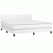 Décoshop26 - Cadre de lit LED avec sommier tête de lit matelas 180x200 cm synthétique blanc TDL0208718 - blanc 3001569047762