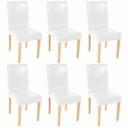 Décoshop26 - Lot de 6 chaises de salle à manger cuisine en synthétique blanc pieds en bois clair design moderne 04_0000715 - blanc 3000086332696 Décoshop26 - Lot de 6 chaises de salle à manger cuisine en synthétique blanc pieds en bois clair design moderne 04_0000715 - blanc 3000086332696