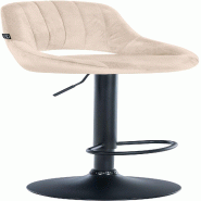 Décoshop26 - Tabouret de bar x1 réglable en hauteur en velours crème dossier ajouré et pied métal noir 10_0005736 - beige métal 3000265187642
