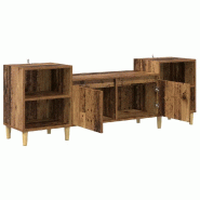 Helloshop26 - Meuble TV rectangulaire rustique avec rangement 160 x 35 x 55 cm en bois d'ingénierie bois ancien 02_0052696 - Bois massif 3000237547979