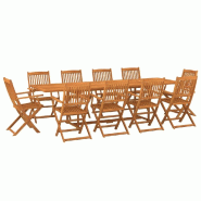 Helloshop26 - Mobilier à dîner de jardin 11 pièces bois d'acacia massif 02_0014739 - Bois massif 3000138101539