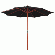 Helloshop26 - Parasol avec mât en bois 300 x 258 cm noir 02_0008118 - 3000434482721