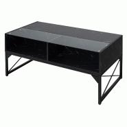 Helloshop26 - Table basse avec éclairage LED 105 x 55 x 50 cm rangement fonctionnel moderne finition haute brillance en bois noir 20_0013778 - 300022