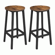 Helloshop26 - Tabourets hauts lot de 2 chaises de bar siège de cuisine cadre en acier hauteur 65 cm montage facile style industriel 12_0007759 - 3000
