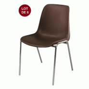 Lot de 5 chaises coque coloris brun_0