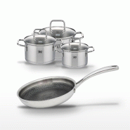 Lot Poêle 28cm Elo Relief Evolution & 3 Faitouts Elo Citrin - gris inox 3176239955231