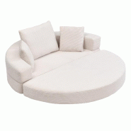Merax Canapé et lit modulaires 2 en 1 – Salon rond, canapé-lit pliant multifonctionnel désossé avec 3 oreillers, velours côtelé, beige - beige Merax Canapé et lit modulaires 2 en 1 – Salon rond, canapé-lit pliant multifonctionnel désossé avec 3 oreillers, velours côtelé, beige - beige