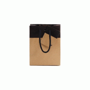 Sac luxe bicolore kraft /noir 11.4+6.4x14.6cm - par 20